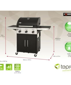 Bester Verkauf 👍 Tepro Gasgrill Keansburg 3 SE, 3-Brenner, 2x 3,2kW Und 1x 4,2kW Powerzone, Gussrost, Abklappbare Seitenablagen 😀 -Tepro Verkaufsladen unnamed file 302